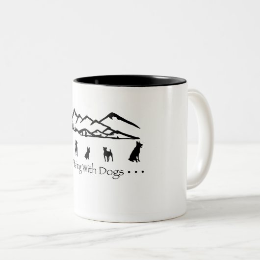Wandern mit der HundeTasse Zweifarbige Tasse (VorderseiteRechts)