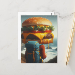 Wandern mit einem Cheeseburger im Kopf Postkarte