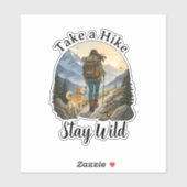 Wandern mit Hund im Retro-Stil Bleib wild Aufkleber (Blatt)