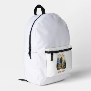 Wandern mit Hund Retro Abzeichen Bleib Wild Bedruckter Rucksack