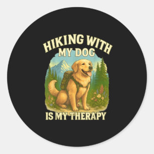 Wandern mit meinem Hund Lustiger Golden Retriever Runder Aufkleber