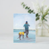 Wandern mit meiner Greyhound Dog Art Postcard Postkarte (Stehend Vorderseite)