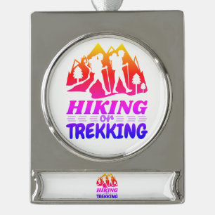 Wandern oder Trekking Banner-Ornament Silber