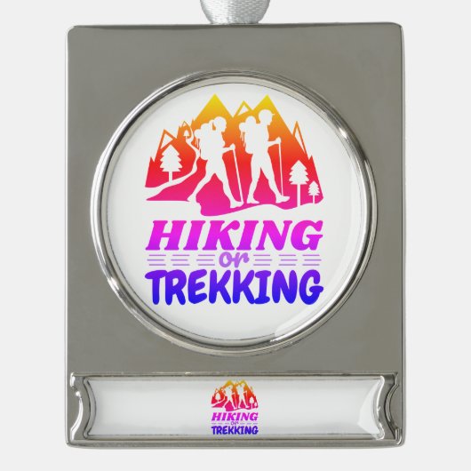 Wandern oder Trekking Banner-Ornament Silber (Vorderseite)