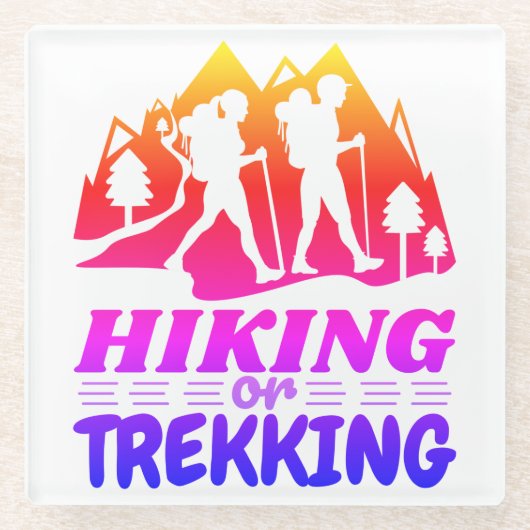 Wandern oder Trekking Glasuntersetzer (Vorderseite)