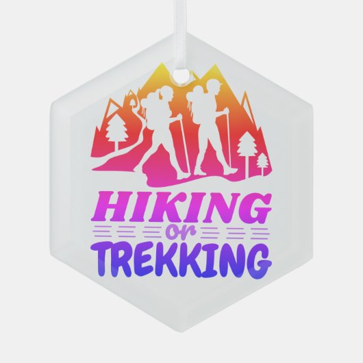 Wandern oder Trekking Ornament Aus Glas (Vorderseite)