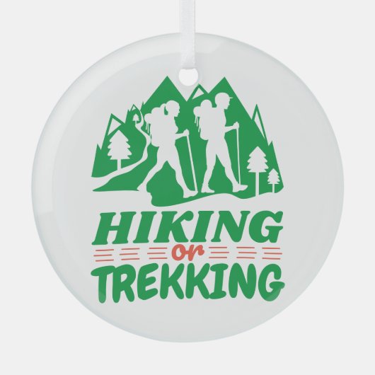 Wandern oder Trekking Ornament Aus Glas (Vorderseite)