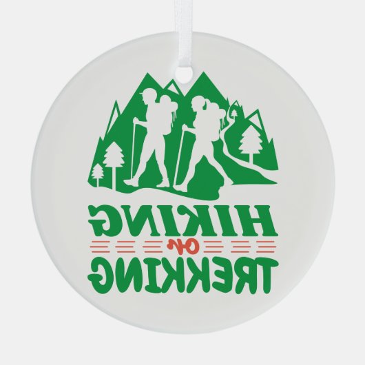 Wandern oder Trekking Ornament Aus Glas (Rückseite)
