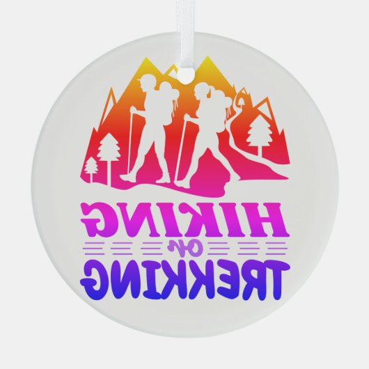 Wandern oder Trekking Ornament Aus Glas (Rückseite)