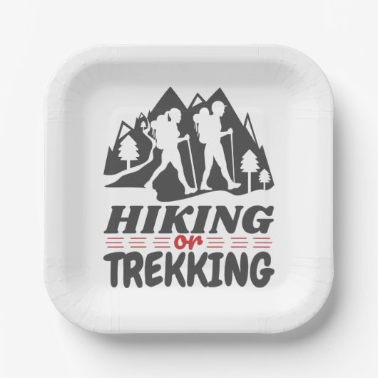 Wandern oder Trekking Pappteller (Vorderseite)