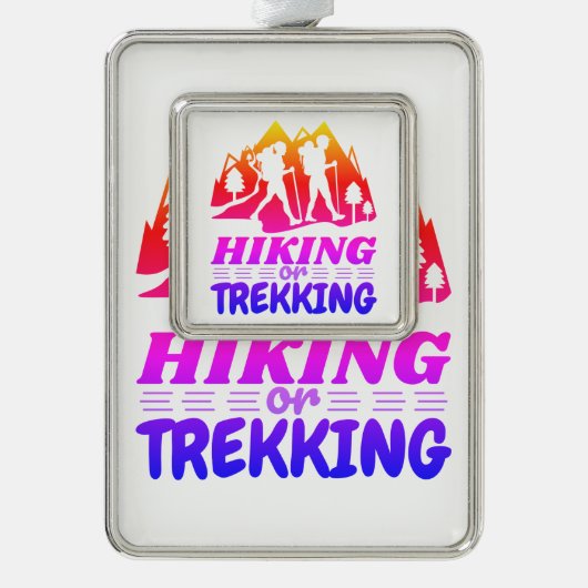 Wandern oder Trekking Rahmen-Ornament Silber (Vorderseite)