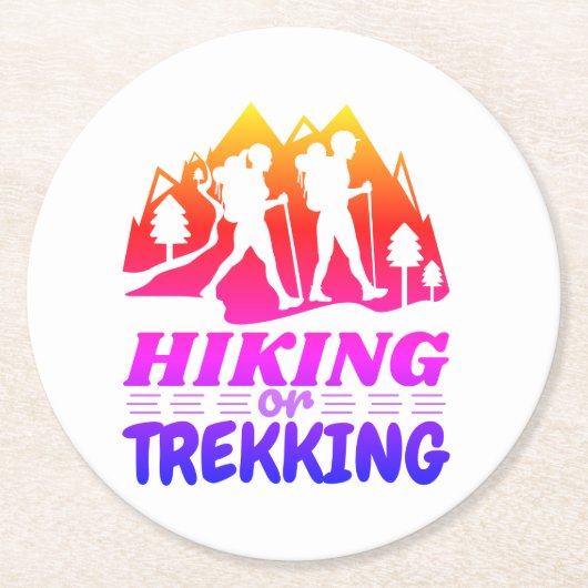Wandern oder Trekking Runder Pappuntersetzer (Vorderseite)