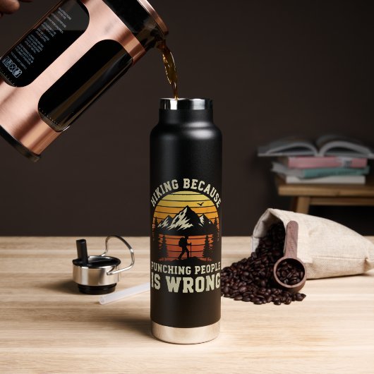 Wandern Outdoor Lustiger Wanderer Trinkflasche (Kaffee (gedreht))