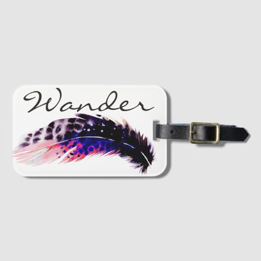 Wandern rosa Bohemische Watercolor-Feder Gepäckanhänger (Vorderseite (Horizontal))