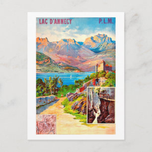 Wandern rund um den Annecy-See, Vintage-Reise Postkarte