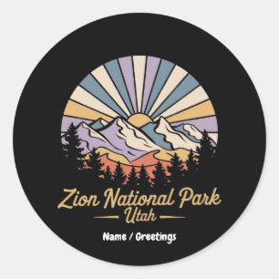 Wandern Sie im Zion National Park Utah und erkunde Runder Aufkleber