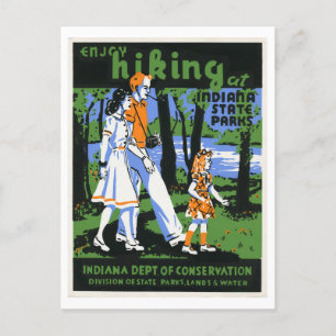 Wandern Sie in den Indiana State Parks - Vintage Postkarte