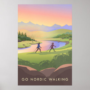Wandern Sie Nordic Walking Reisen Poster