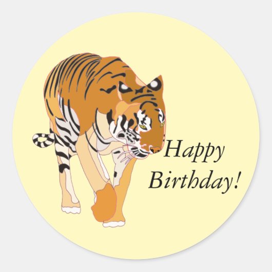 Wandern Tiger Happy Geburtstag Sticker (Vorderseite)
