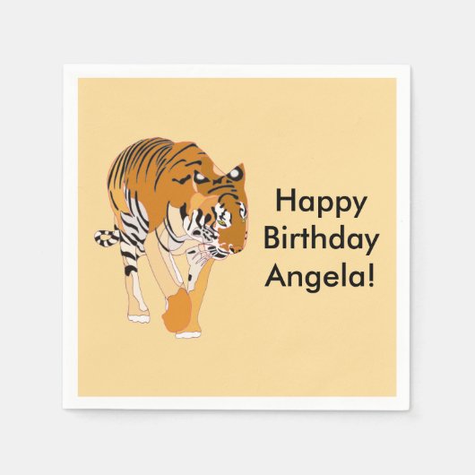 Wandern Tiger Personalisiert Geburtstag Napkins Serviette (Vorderseite)
