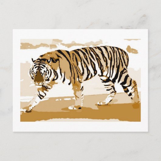 Wandern Tiger Pop Kunst Postkarte (Vorderseite)