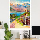 Wandern um einen See herum, Jahrgangsreise Poster (Heimbüro)