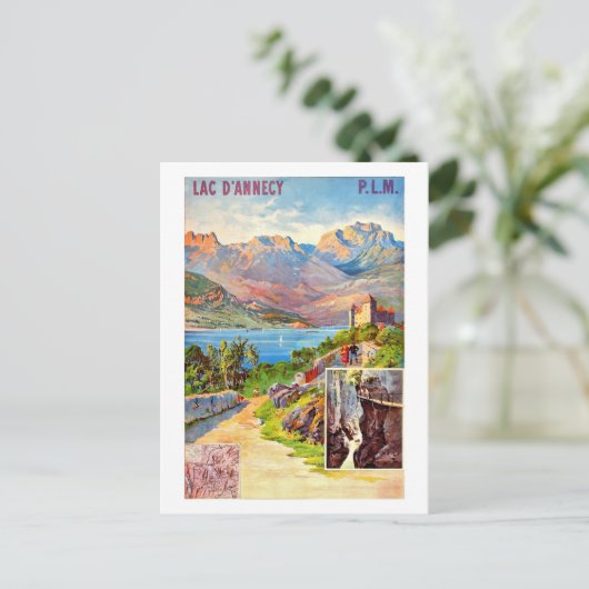 Wandern um einen See herum, Jahrgangsreise Postkarte (Stehend Vorderseite)