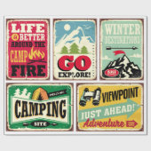 Wandern und Camping Retrosignatur Sammlung. Für Dr Geschenkpapier (Flach)