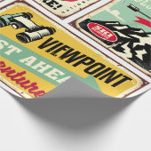 Wandern und Camping Retrosignatur Sammlung. Für Dr Geschenkpapier (Ecke)