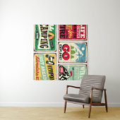 Wandern und Camping Retrosignatur Sammlung. Für Dr Wandteppich (Beispiel (Horizontal))