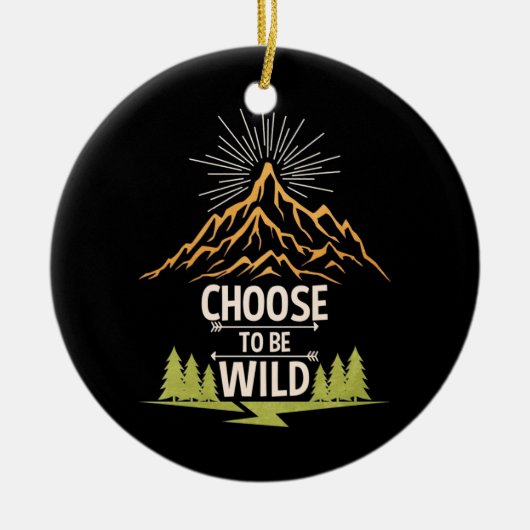 Wandern: Wild sein Keramik Ornament (Vorne)