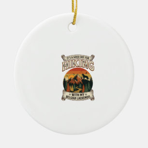 Wandernde Belgische Laekenois-Hund Berg Sonnenunte Keramik Ornament