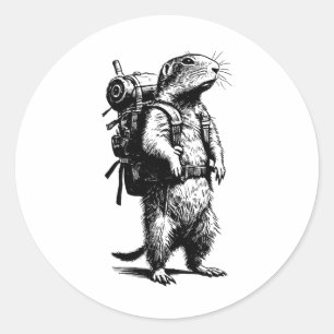 Wandernde Präriehund-Gopher-Rucksacktiere Lustig Runder Aufkleber