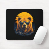 Wandernder Bär mit Sonnenbrille Retro-Berg-Kunst Mousepad (Mit Mouse)