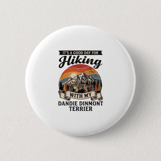 Wandernder Dandie Dinmont Terrier Hund Berg Retro Button (Vorderseite)