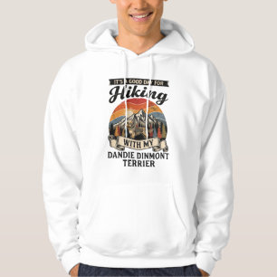 Wandernder Dandie Dinmont Terrier Hund Berg Retro  Hoodie