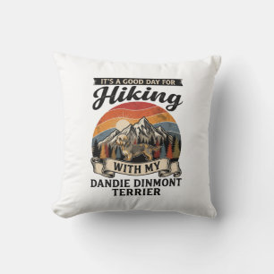 Wandernder Dandie Dinmont Terrier Hund Berg Retro Kissen