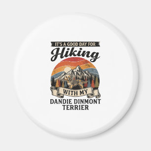 Wandernder Dandie Dinmont Terrier Hund Berg Retro Magnet