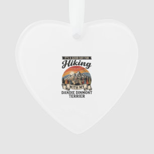 Wandernder Dandie Dinmont Terrier Hund Berg Retro  Ornament