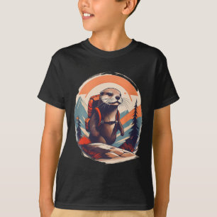 Wandernder Flussotter Rucksacktierliebhaber Vintag T-Shirt
