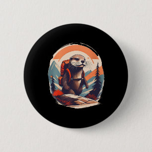 Wandernder Flussotter Rucksacktour Tierliebhaber V Button