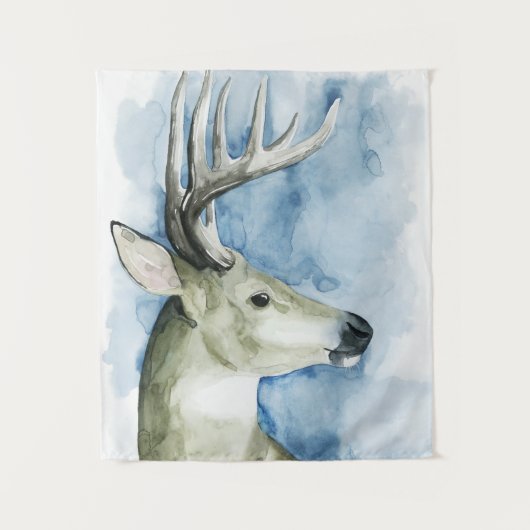 Wandernder Hirsch - Aquarell Wandteppich (Vorderseite)