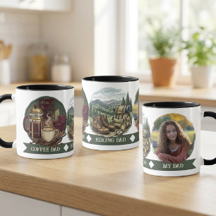 Wandernder und Kaffee-Papa Vintage-Fotografie zu Tasse