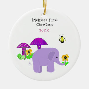 Wanderndes Elefantenbaby erstes Weihnachten Keramikornament