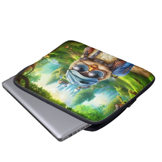 Wanderowle auf einem verzauberten Wald Laptopschutzhülle (Vorne Knopf)