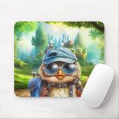 Wanderowle auf einem verzauberten Wald Mousepad (Mit Mouse)
