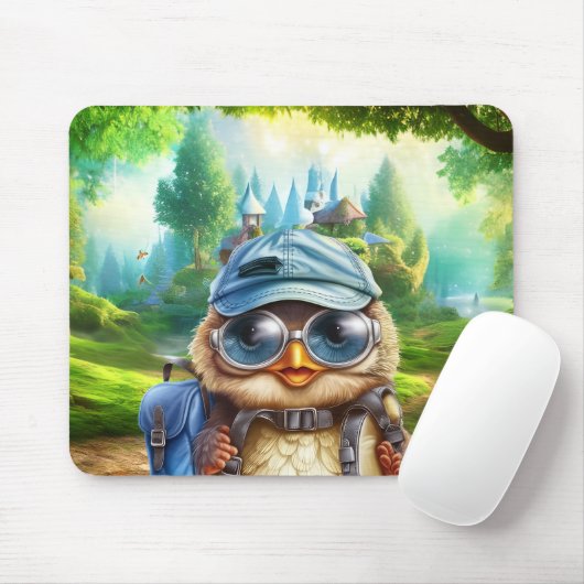 Wanderowle auf einem verzauberten Wald Mousepad (Mit Mouse)