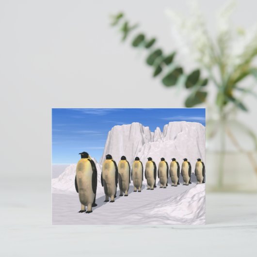 Wanderpinguine Postkarte (Stehend Vorderseite)