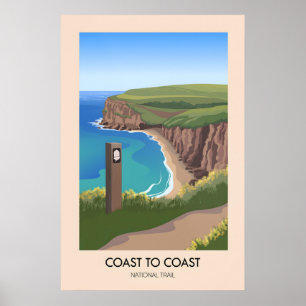 Wanderplakat für den Küstenzu-Küsten-Wanderweg Poster