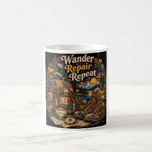 Wanderreparaturwiederholung – Patchwork-Rucksack V Kaffeetasse